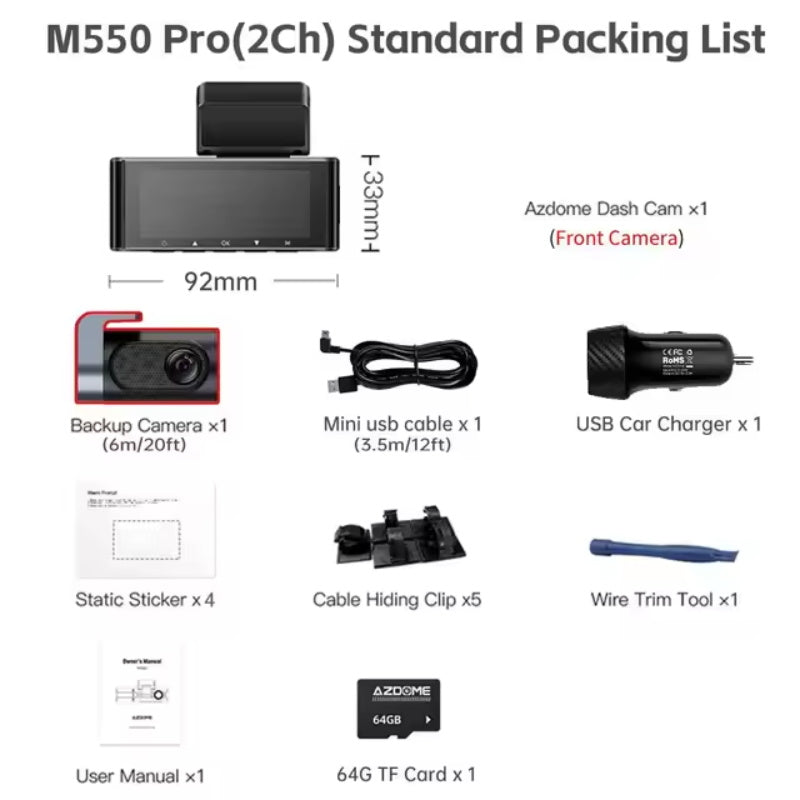 Auto-DVR-Dashcam 4K 5.8 GHz WiFi 2/3 Kameras Vorder-/Kabine-/Heckkamera GPS-Nachtsicht-Parkmonitor
