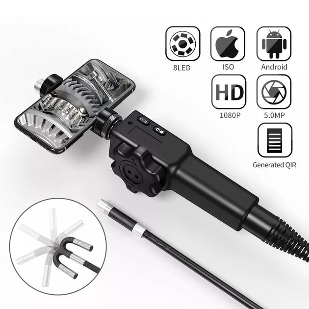 5,5 MM/6,2MM/8,5 MM 5,0 MP 180 Grad Lenk Industrielle Endoskop Endoskop Autos Inspektion Kamera Mit 6 LED für...