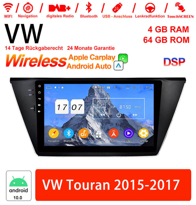 Android Autoradio für VW Touran 2015–2017 mit Wireless CarPlay & Android Auto