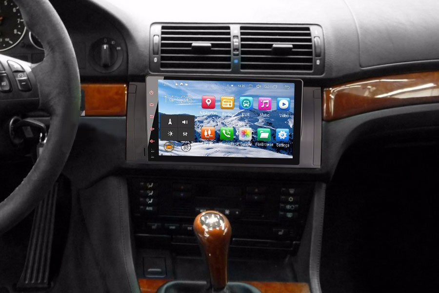 Android Autoradio für BMW 5er E39, X5 E53 und M5 E39 1996-2007 mit Wireless CarPlay, Android Auto & DAB+