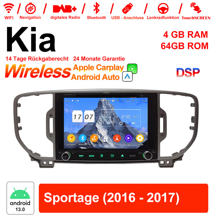 Android Autoradio für Kia Sportage 2016-2017 mit Wireless CarPlay & Android Auto