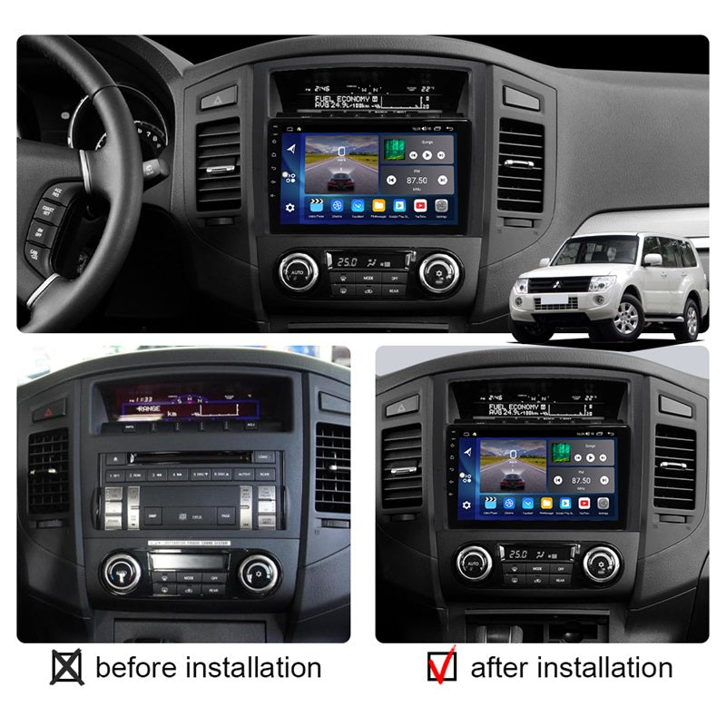 9 Zoll Android Autoradio für Mitsubishi Pajero 2008-2014 mit Wireless CarPlay & Android Auto