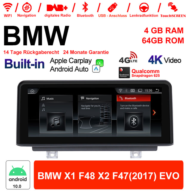 Android Autoradio für BMW X1 F48 und X2 F47 2017 mit Wireless CarPlay, Android Auto & DAB+