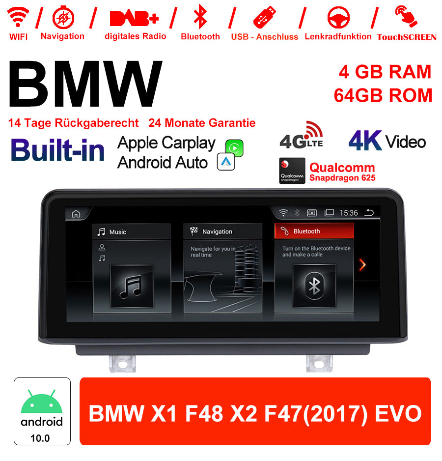 Android Autoradio für BMW X1 F48 und X2 F47 2017 mit Wireless CarPlay, Android Auto & DAB+
