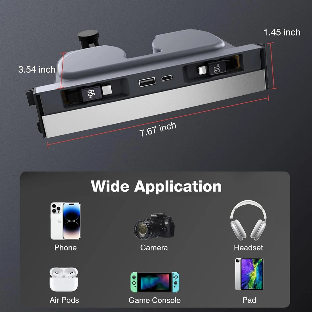 Für Tesla Model Y Juniper 2025, einziehbare Mittelkonsole, USB-Hub, Modell 3, Highland Phone-Ladegerät, Schnelllade-Dockingstation