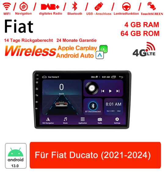 Android Autoradio 9 Zoll für Fiat Ducato 2021-2024 mit Wireless CarPlay & Android Auto