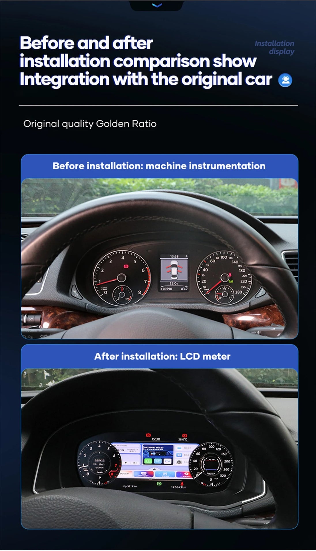 12.3'' LCD Digital Kombiinstrument für VW Golf 4 Jetta MK4 Bora 1997-2005 – Virtuelles Instrumentenpanel