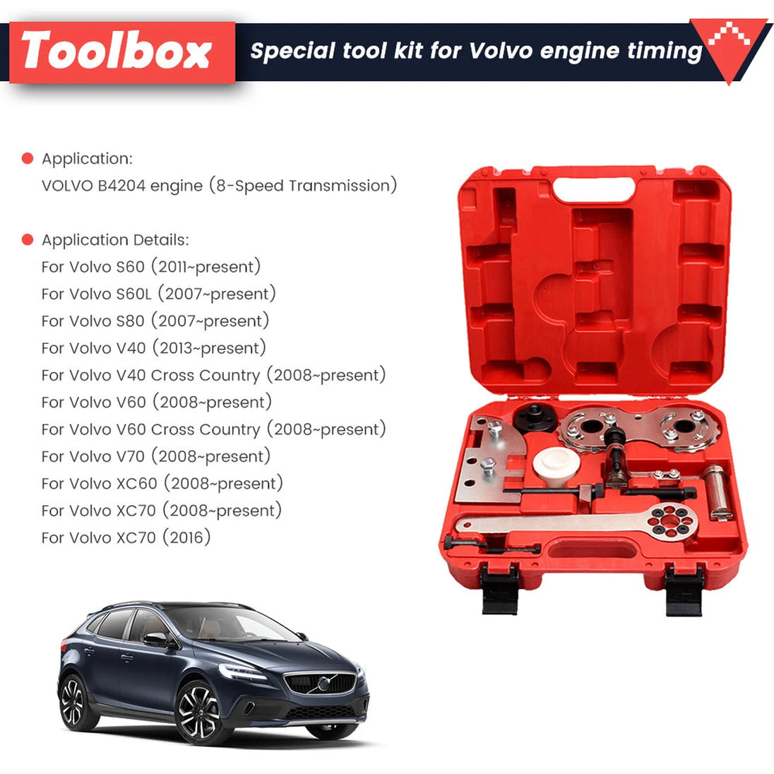 Nockenwelle Ausrichtung Timing Tool Kit für Volvo 1,5T 2,0T S60 S80 S90 V40 V60 V70 XC60 XC70 XC80 XC90 B4204...
