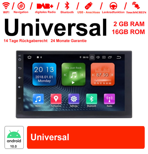 Android Autoradio für Universal 7 Zoll Android 10.0 2GB RAM 16GB ROM