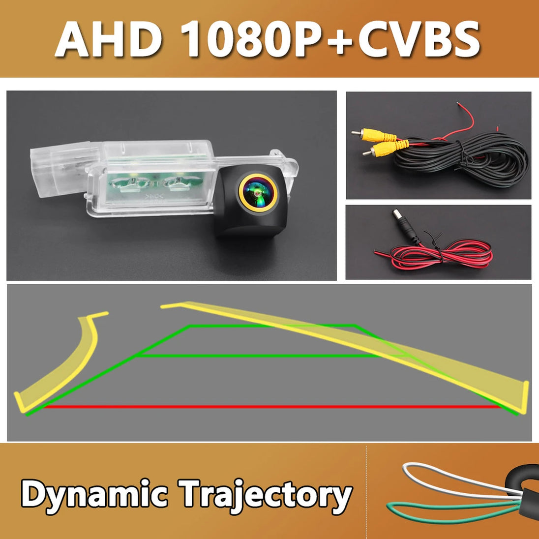AHD 1080P CCD Rückfahrkamera mit statischen Linien für VW und SEAT (Golf 5-7, Passat B7/B8, T-Roc, Käfer A5, Ibiza MK3-5, Leon, Toledo, Altea XL)
