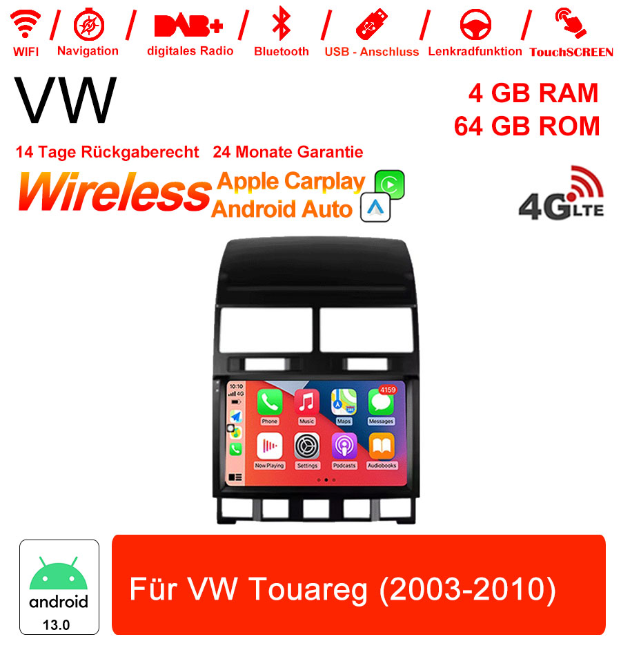 9 Zoll Android 13.0 Autoradio für VW Touareg (2003-2010) mit Wireless CarPlay & Android Auto