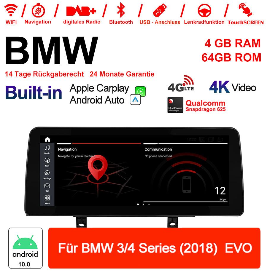 Android Autoradio für BMW 3er und 4er 2018 mit Wireless CarPlay, Android Auto & DAB+