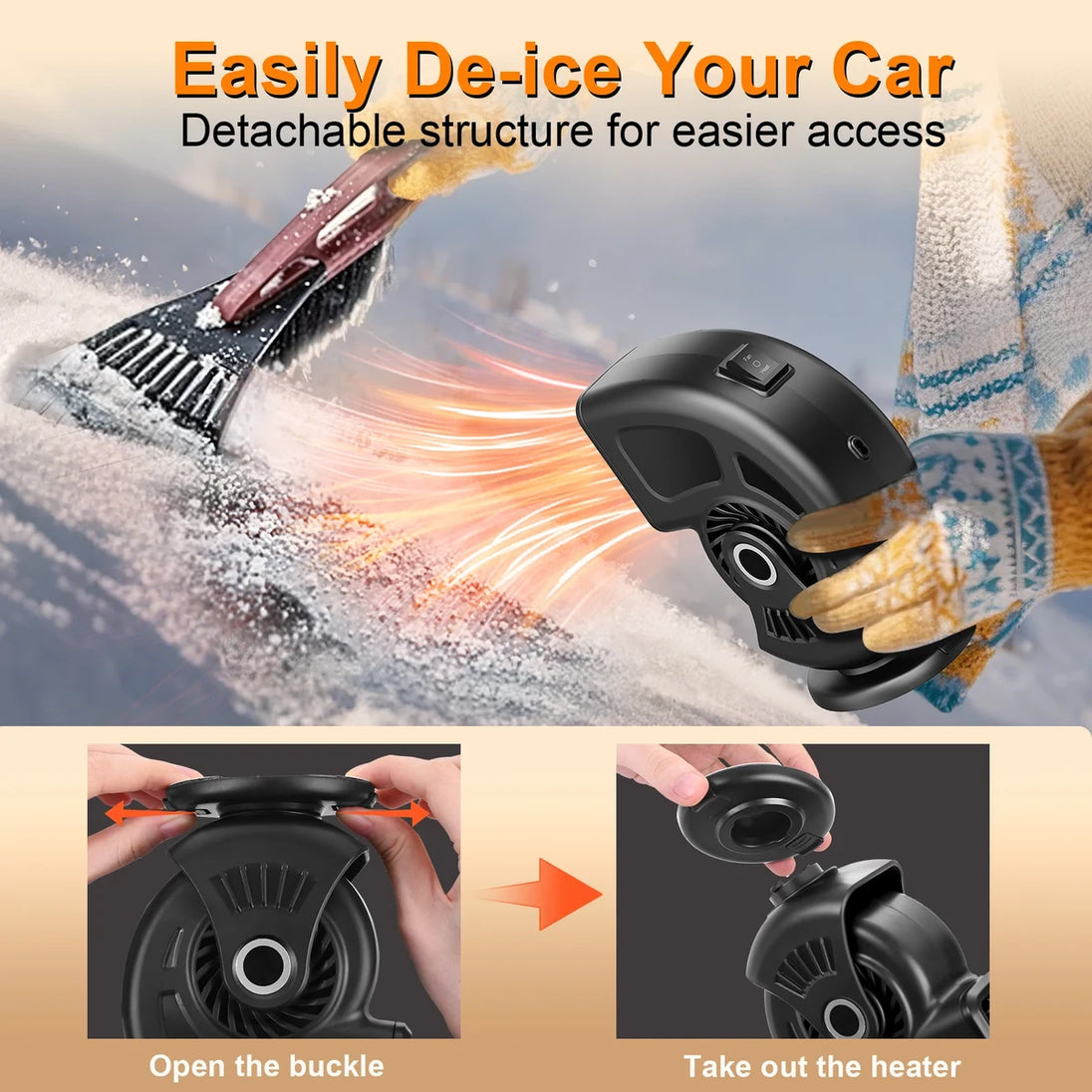 12V/24V Autoheizung & Lüfter | 2-in-1 Defroster & Defogger für Windschutzscheibe | Zigarettenanzünder-Anschluss