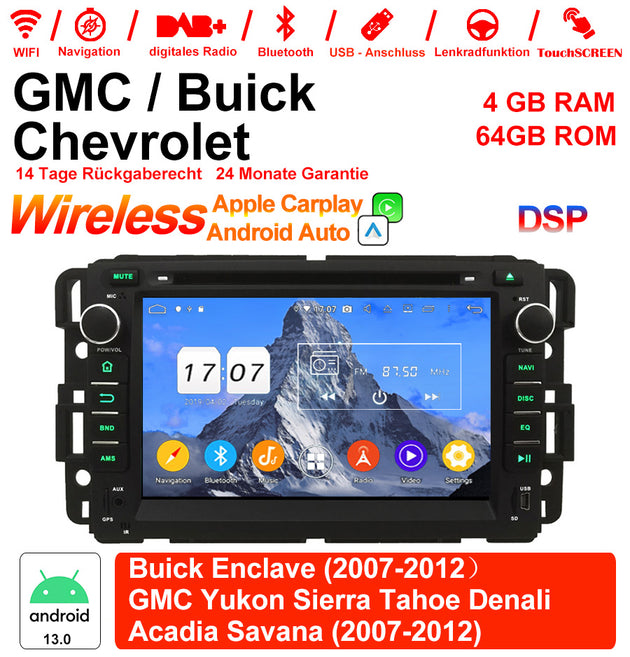 Android Autoradio für Buick Enclave, GMC Yukon, Sierra, Chevrolet Tahoe u.a. 2004-2012 mit Wireless CarPlay & Android Auto