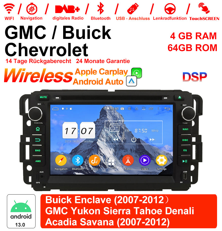 Android Autoradio für Buick Enclave, GMC Yukon, Sierra, Chevrolet Tahoe u.a. 2004-2012 mit Wireless CarPlay & Android Auto