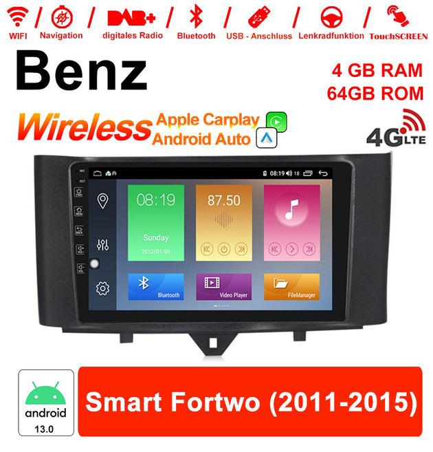 Android Autoradio für Mercedes Benz Smart 2011-2015 mit Wireless CarPlay, Android Auto & DAB+