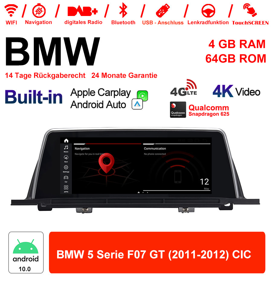Android Autoradio für BMW 5er F07 2011-2012 mit Wireless CarPlay, Android Auto & DAB+