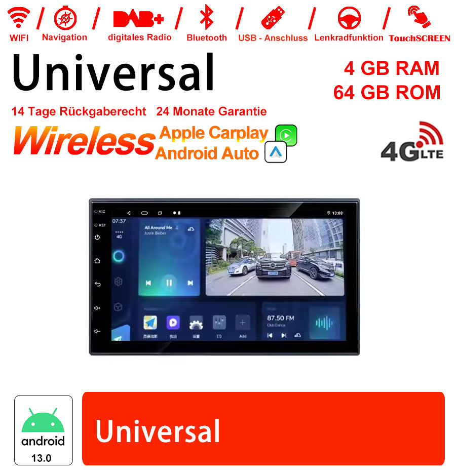 7-Zoll Android Autoradio für Universal mit Wireless CarPlay & Android Auto