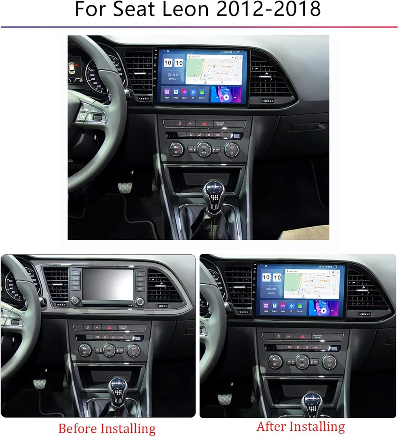 9 Zoll Android 13.0 Autoradio für SEAT Leon (2012-2018) mit Wireless CarPlay & Android Auto