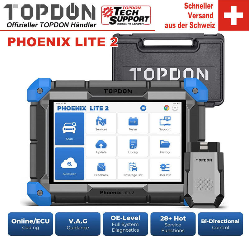 TOPDON Phoenix Lite 2 OBD2 Diagnosegerät für Fahrzeugsysteme