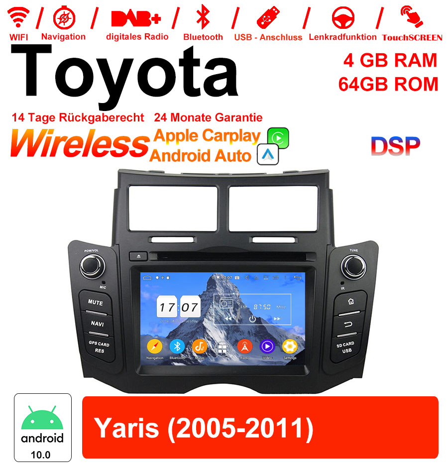 Android Autoradio für Toyota Yaris 2005-2011 mit Wireless CarPlay & Android Auto