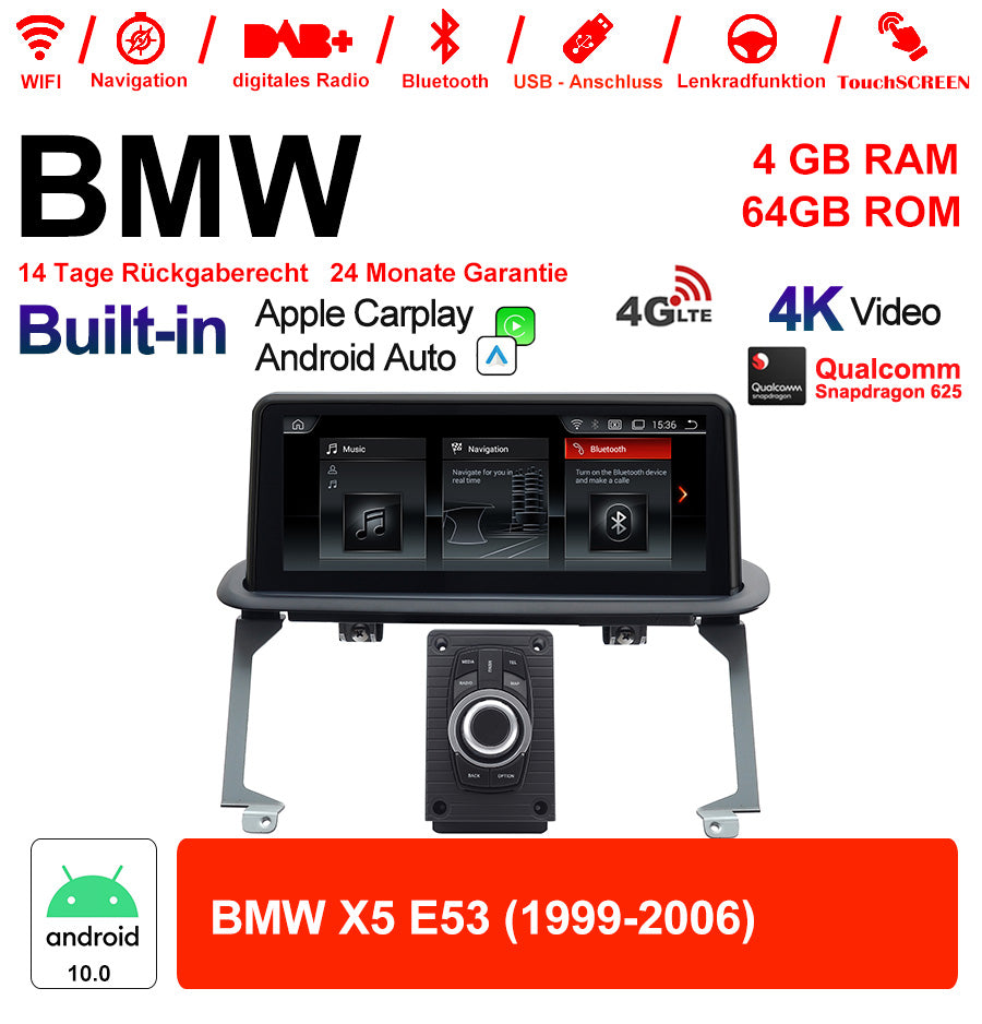 Android Autoradio für BMW X5 E53 1999-2006 mit Wireless CarPlay, Android Auto & DAB+
