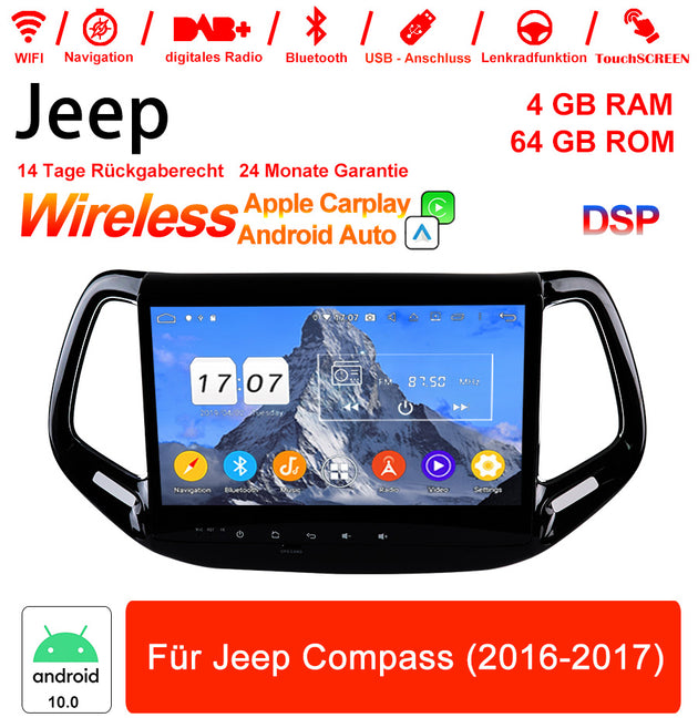 Android Autoradio für Jeep Compass 2016-2017 mit Wireless CarPlay & Android Auto