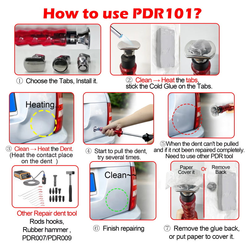 Gleit hammer Dellen zieher mit Laschen Set, Auto Dellen Reparatur werkzeuge für alle Auto PDR Kits
