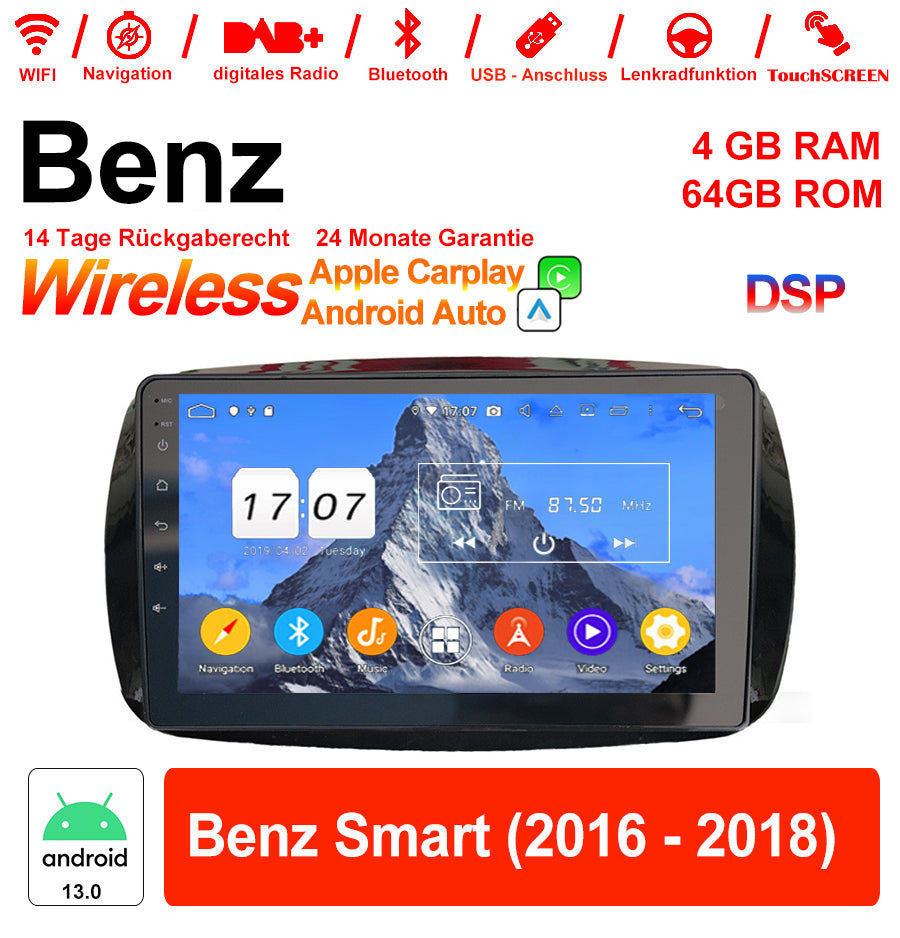 Android Autoradio für Mercedes Benz Smart 2016-2018 mit Wireless CarPlay, Android Auto & DAB+