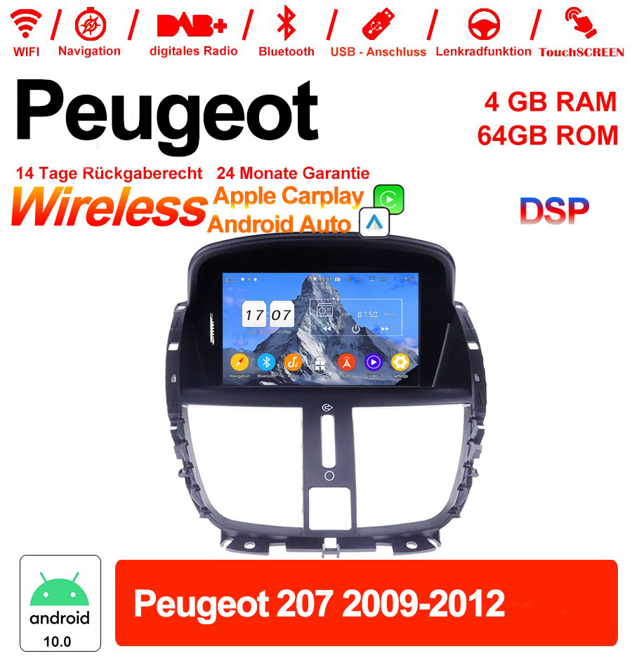 Android Autoradio für Peugeot 207 2009-2012 mit Wireless CarPlay & Android Auto