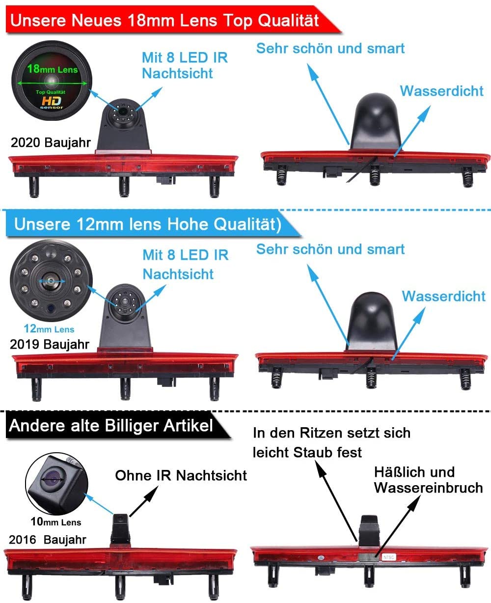 Rückfahrkamera im 3. Bremslicht für VW T5 Bus Multivan Caravelle 2003-2015