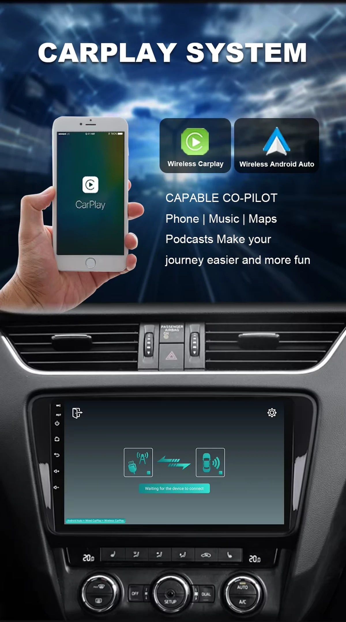 Android Autoradio für Jeep Grand Cherokee 2005-2007 mit Wireless CarPlay & Android Auto