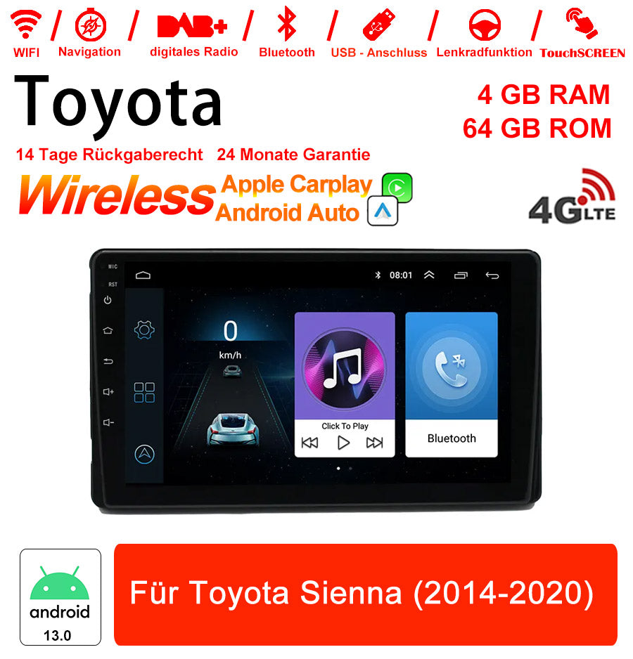 Android Autoradio für Toyota Sienna 2014-2020 mit Wireless CarPlay & Android Auto