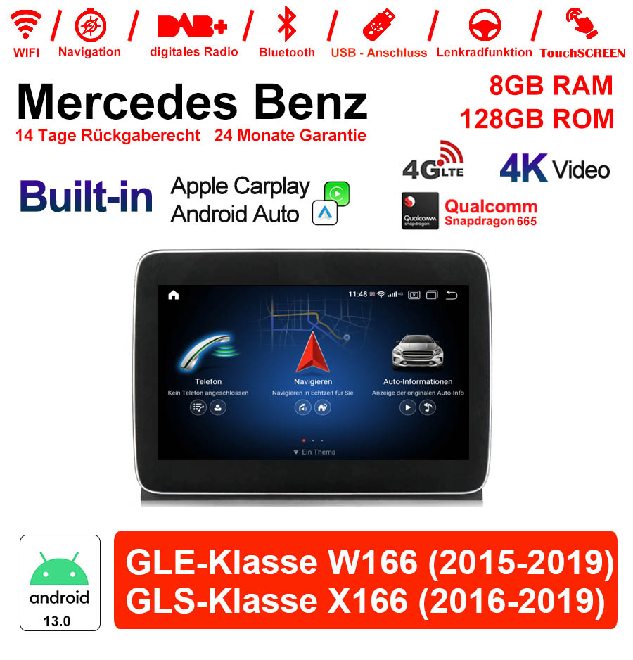 Android Autoradio für Mercedes Benz GLE W166 2015-2019 mit Wireless CarPlay, Android Auto & DAB+