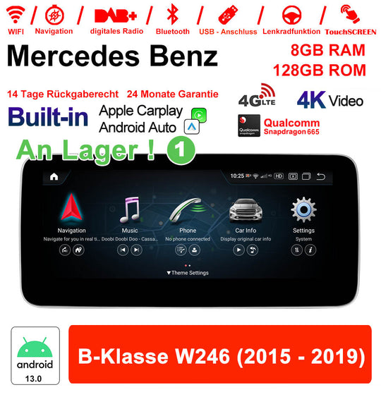 Android Autoradio für Mercedes Benz B-Klasse W246 2015-2019 mit Wireless CarPlay, Android Auto & DAB+