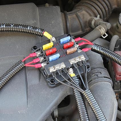 Kfz Sicherungshalter Flachsicherung, ENDARK Kfz Sicherungskasten, 6 Fach Sicherungshalter mit LED-Anzeige Negativen Bus