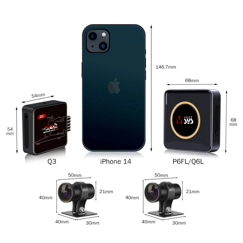 Ganzkörper wasserdichte Motorrad Kamera Recorder WiFi Dual 1080p Full HD Motorrad DVR Dash Cam schwarz GPS-Box Q3D 128G