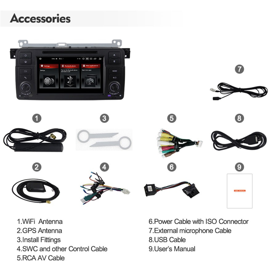 Android Autoradio für BMW 3er E46 und M3 E46 1998-2006 mit Wireless CarPlay, Android Auto & DAB+