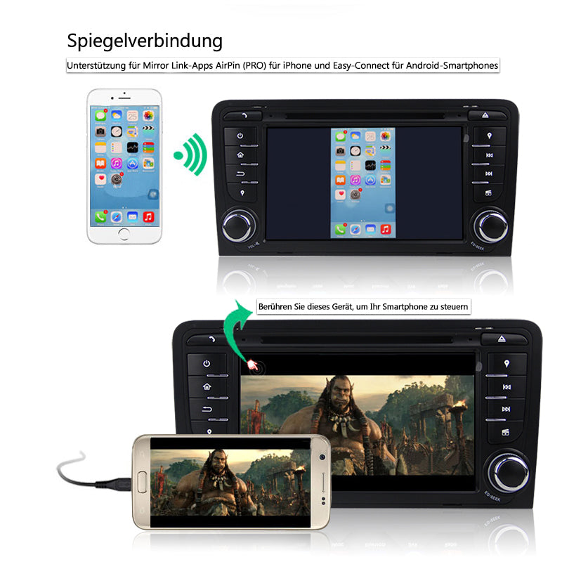 Android Autoradio für Audi A3 / S3 / RS3 (2003-2011) mit Wireless CarPlay & Android Auto
