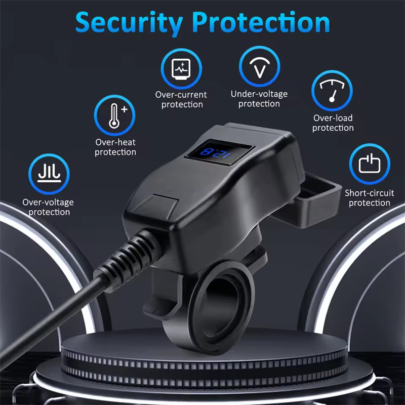Motorrad USB Schnelle Zellular Ladegerät Wasserdicht Typ C Port Buchse Stecker Mit Zelle Mobile Voltmeter Digitale Ladung