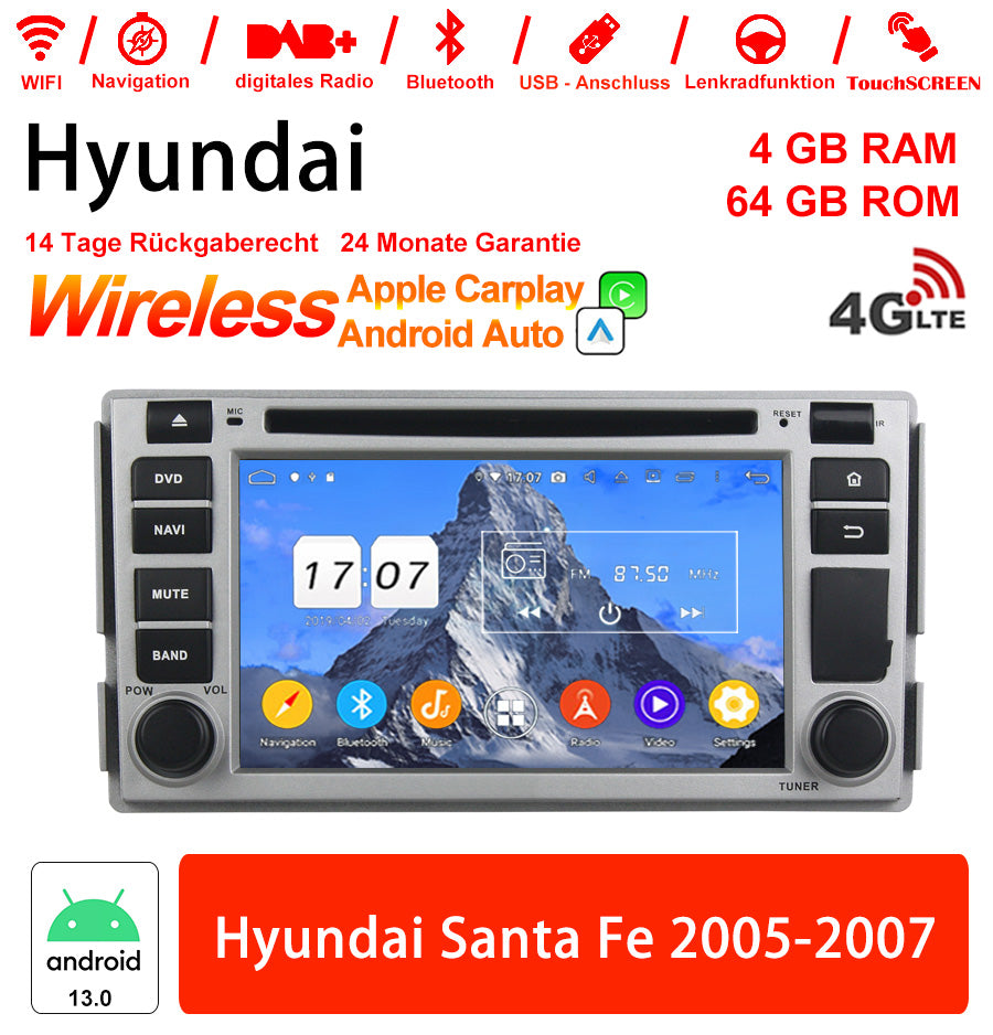 Android Autoradio für Hyundai Santa Fe 2005-2007 mit Wireless CarPlay & Android Auto