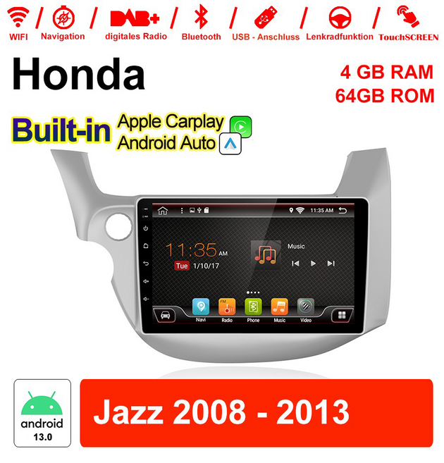 Android Autoradio für Honda Jazz (2008-2013) mit Wireless CarPlay & Android Auto