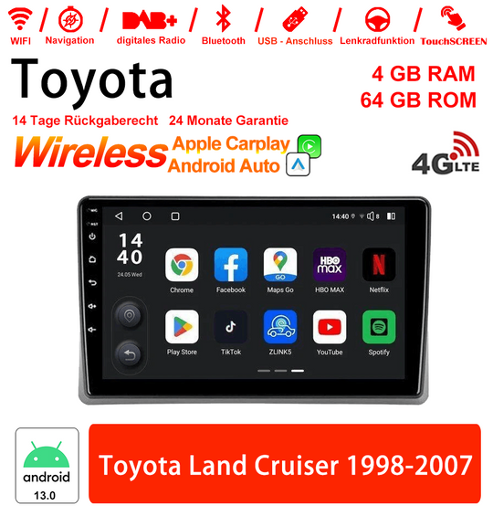 Android Autoradio für Toyota Land Cruiser 1998-2007 mit Wireless CarPlay & Android Auto
