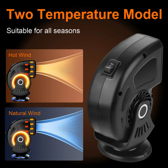 12V/24V Autoheizung & Lüfter | 2-in-1 Defroster & Defogger für Windschutzscheibe | Zigarettenanzünder-Anschluss