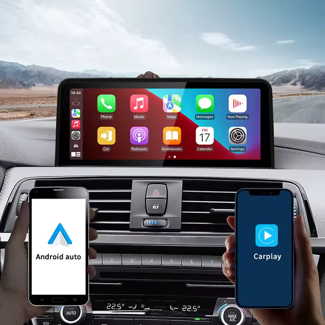 Android Autoradio für BMW 3er F30/F31/F34/F35 und 4er F32/F33/F36 2013-2016 mit Wireless CarPlay, Android Auto & DAB+