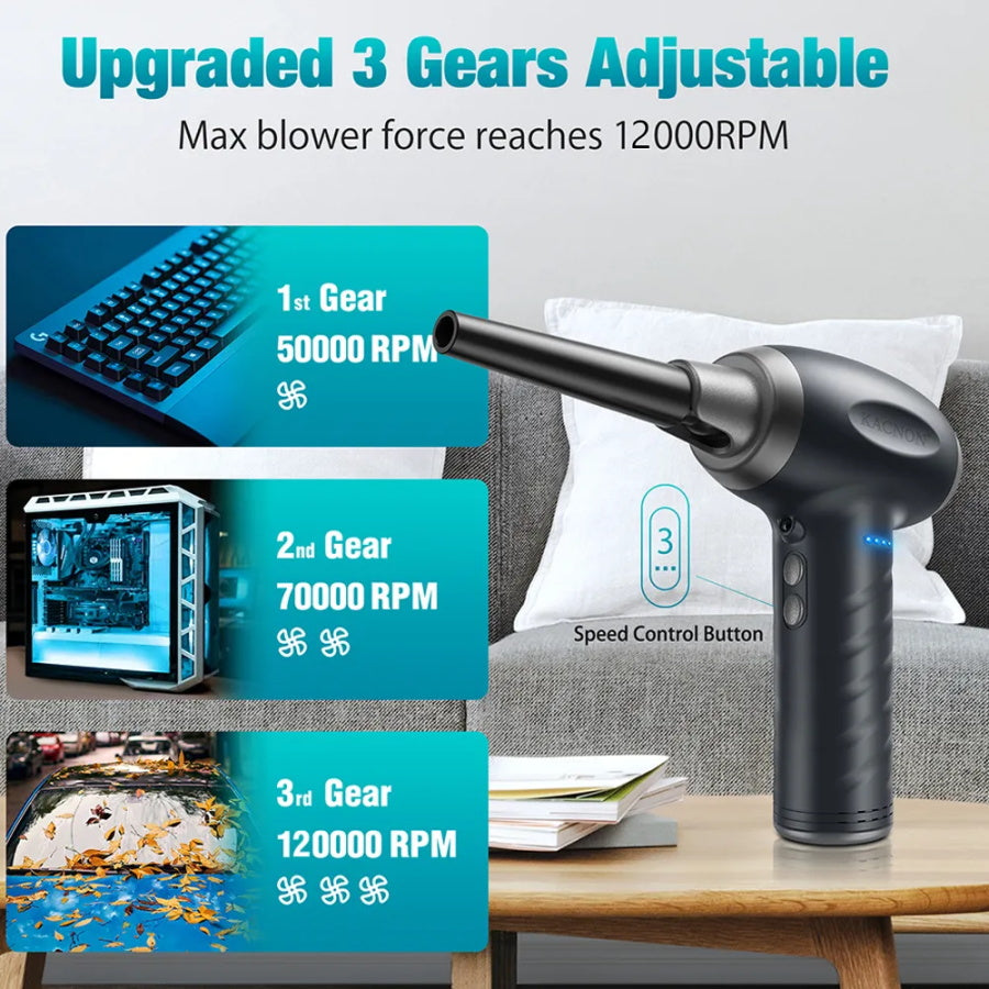 120000RPM Cordless Air Duster 90W Elektrische Drahtlose Air Gel Gun Für Computer Tastatur auto Laptop Reinigung