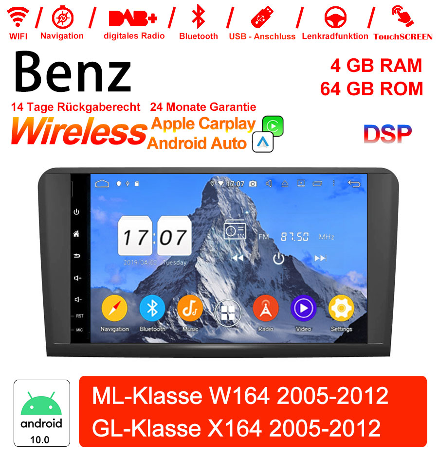 Android Autoradio für Mercedes Benz ML W164 und GL X164 2005-2012 mit Wireless CarPlay, Android Auto & DAB+