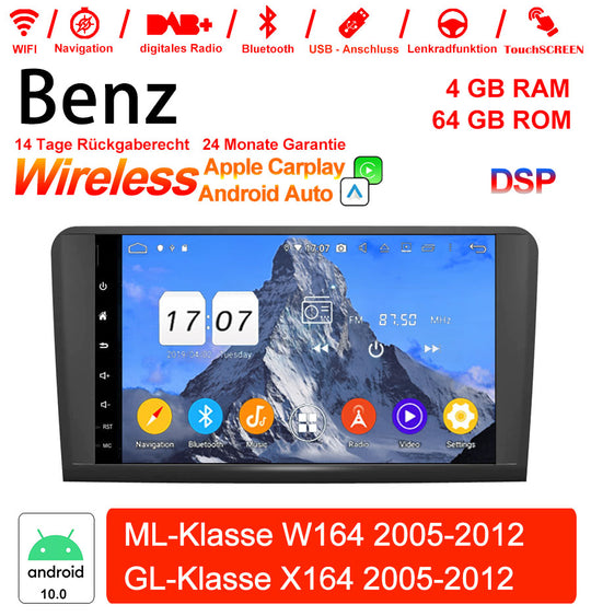 Android Autoradio für Mercedes Benz ML W164 und GL X164 2005-2012 mit Wireless CarPlay, Android Auto & DAB+