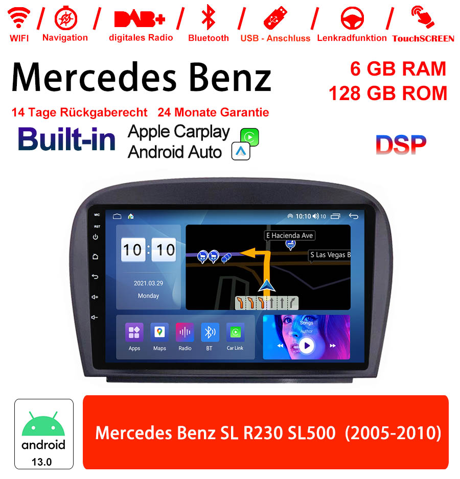 Android Autoradio für Mercedes Benz SL R230 2005-2010 mit Wireless CarPlay, Android Auto & DAB+