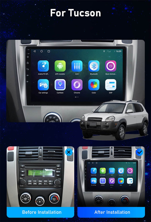 Android Autoradio für Hyundai Tucson 2006-2013 mit Wireless CarPlay & Android Auto